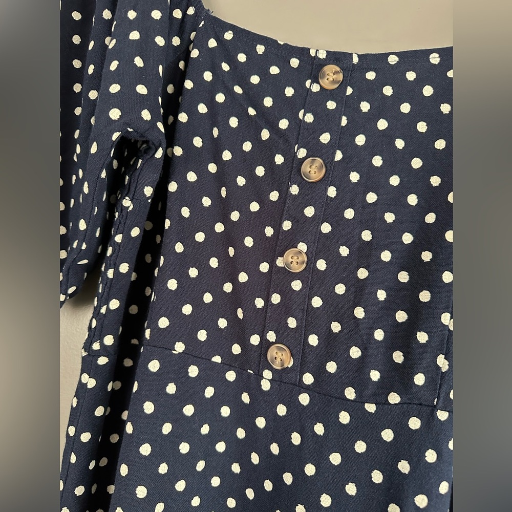 Vero Moda Navy Puff Sleeve Polka Dot Dress - Picture 10 of 12